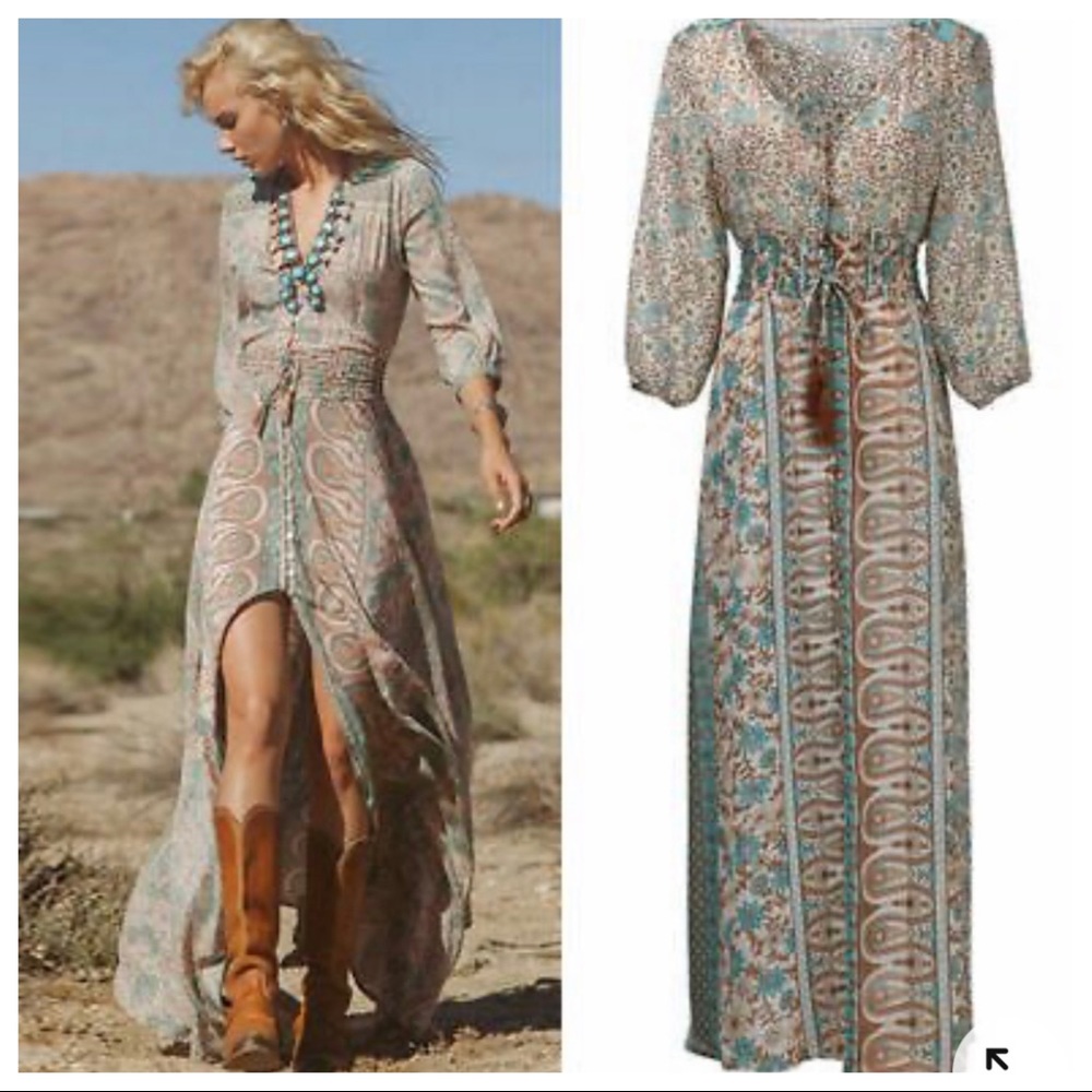 Bohemian Floral Chiffon Long Maxi Dress - Picture 3 of 5